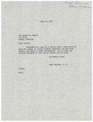["The document from the Bureau of Indian Affairs to Page Belcher, M. C. discusses the financial assistance provided to public school districts enrolling Indian children in Oklahoma. The Red Rock School does not qualify for assistance under the Johnson-O*Malley funds due to raising more than $37 per capita in local initiative. The Bureau of Indian Affairs will investigate further and provide more information once they hear back from the State Department of Public Instruction."]