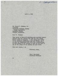 ["The document is a letter from the California Maritime Academy Alumni Association to Congressman Page Belcher requesting the restoration of Federal support for State maritime schools. The document argues that the Federal Government should contribute to the support of these schools due to their role in national security and the production of high-quality naval reserve officers. The document also includes statistics on the employment status of graduates from the academy."]