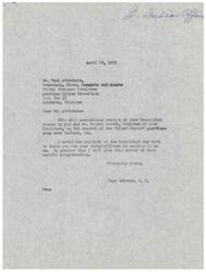 ["The document is a response from Rep. Page Belcher to a resolution sent by the Kiowa, Comanche and Apache Tribal Business Committee regarding the removal of the United States' guardianship over Indians. The committee expressed their opposition to the passage of S. 401, a bill that would abolish the functions of the Bureau of Indian Affairs and remove guardianship over Indians and trusteeship over Indian lands. They believe that the tribes are not yet ready for such a change due to disparities in health and business knowledge between tribal members and the non-Indian population. They petition their representatives in Congress to oppose the bill and send copies of their resolution to federal officials. Rep. Belcher acknowledges receipt of the resolution and promises to carefully consider the matter."]