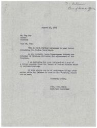 ["The document includes a series of letters and communications regarding the need for additional clerical assistance at the Pawnee Sub-Agency, as well as concerns about foreign policy and the treatment of Indian agencies. Congressman Page Belcher is involved in addressing these issues and promises to look into the requests made by Mr. Guy Fox and others."]