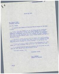 ["The document is a response from Congressman Page Belcher to Mr. Harvey Bonto regarding the farm program. Belcher acknowledges Bonto's concerns about the different philosophies and solutions for agriculture in the country. Bonto criticizes the current farm program, particularly the soil bank program, and expresses frustration with the impact on young farmers. He also questions the fairness of the feed program and its benefits to large landowners. Overall, Bonto urges for changes to the farm program and expresses concern for the future of farming."]
