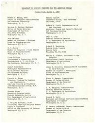 ["A breakfast meeting was held at the Cosmos Club on April 9, 1957 to discuss industry for the American Indian. The meeting was attended by various representatives from different organizations including the School of Business Administration, Bureau of Indian Affairs, Department of Agriculture, and House of Representatives. Discussions were held on topics related to business, defense services, agriculture, and education."]