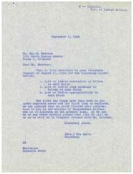 ["The document includes correspondence between Mr. Dan M. Madrano and the Bureau of Indian Affairs regarding requests for information on Indian population by tribes, land holdings, and appropriations in each state. The Bureau provides the requested information and expresses willingness to assist further. Additionally, there is a statement of appropriated funds programmed for Indian Service activities by states for fiscal year 1958."]