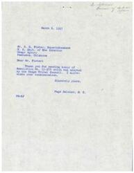 ["The document is a series of letters and resolutions exchanged between the Osage Tribal Council, the Bureau of Indian Affairs, and Congressman Page Belcher regarding proposed legislation relating to the quieting of title to restricted Osage lands. The Osage Tribal Council requests advice and assistance from the Commissioner of Indian Affairs and the Secretary of the Interior in drafting a bill to protect the interests of Osage Tribe members. The resolution is approved by the Osage Tribal Council on February 6, 1957."]