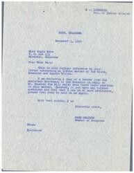 ["Miss Angie Debo wrote a letter to Hon. Page Belcher, a member of Congress, congratulating him on his re-election and expressing her concerns regarding an Indian matter involving the Kiowa, Comanche, and Apache Tribes. She requested that the vote on a constitution be postponed until after a regular tribal election and an investigation by the Association on American Indian Affairs is completed. Belcher acknowledged her letter and assured her that he will do everything he can to address the issue. He also forwarded a copy of a letter from the Assistant Secretary of the Interior regarding the matter."]