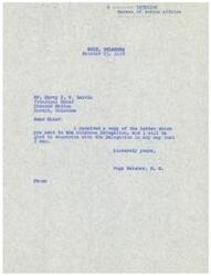 ["The Principal Chief of the Choctaw Nation is requesting assistance from the Oklahoma Congressional Delegation in regards to the appointment of the Chief of the Nation. They are asking for a meeting with the Secretary of the Interior, continued involvement in the selection process, and for an extension of the current term to allow for a referendum election or nominating convention."]