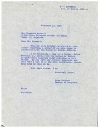 ["The document from Mr. Crowell to Congressman Page Belcher addresses a disagreement with the Bureau of Indian Affairs regarding the use of printed forms for oil and gas leases on Indian lands. Mr. Crowell argues that the regulations do not specifically require the use of Government printed forms and points out that other offices have accepted forms printed by a private printer. The Bureau explains that using Government printed forms is encouraged for efficiency and cost reasons, but not mandatory. The Bureau states that Bureau personnel are required to scrutinize non-Government printed forms, which can be time-consuming. Ultimately, the Bureau emphasizes the importance of using Government printed forms when feasible for efficiency and cost-effectiveness."]