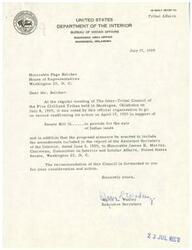 ["The document consists of three letters regarding the support for Senate Bill 51 for the sale of Indian lands, House Con. Res. 7 to prevent the closure or reduction of Indian hospitals, and the importance of consulting with Indian tribes before closing any health facilities. The documents emphasize the need for adequate healthcare facilities for the Indian population and advocate for a non-discriminatory approach to healthcare provision."]