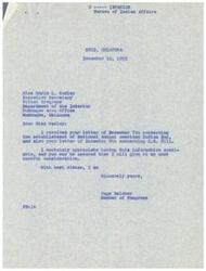 ["The document consists of letters exchanged between Miss Marie L. Wadley and Page Belcher regarding the establishment of National Annual American Indian Day and H.R. 8115. Miss Wadley submits resolutions from the Inter-Tribal Council of the Five Civilized Tribes requesting a special day for American Indian Day and asking for sub-marginal tribes to be retained in trust status under the proposed legislation. Mr. Belcher expresses appreciation for the information and assures careful consideration of the requests."]