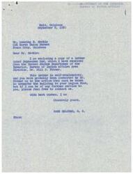 ["The document is a series of correspondence between various individuals regarding the transfer of a building located at the Ponca Indian Sub-Agency to the American Legion Post No. 38 of White Eagle, Oklahoma. The Bureau of Indian Affairs favors transferring the surplus buildings to the Ponca Tribe under certain provisions, and actions are being taken to facilitate the transfer. The American Legion Post is advised to make a formal request to the Ponca Tribe for the building. Congressman Page Belcher is actively involved in inquiring about the status of the building and facilitating the transfer process."]