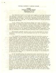 ["The Executive Council of the National Congress of American Indians met in Washington, D.C. to discuss important issues affecting American Indians. They expressed concern about the premature termination of Indian tribes, lack of federal protection, slow progress in land conservation and readjustment, and limited access to loans. They also discussed the impact of Alaska statehood on natives and delays in settling Indian claims against the United States. The Council called for increased federal support and action to address these issues."]