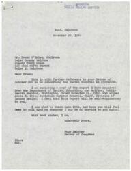 ["The document consists of a series of letters regarding the provision of medical care to Indians in Tulsa, specifically at the Indian Hospital in Claremore. The Public Health Service outlines their priorities in providing medical care based on need and access to other services. The Bureau of Indian Affairs acknowledges the transfer of responsibility for Indian healthcare to the Public Health Service in 1955. Congressman Page Belcher is involved in facilitating communication between the different agencies involved."]