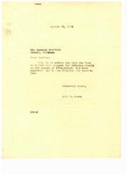 ["The letter dated August 29, 1938, informs Mr. Quenton Griffith that the Farm to Market road project in Okfuskee County has been approved for operation. The letter is signed by Lyle H. Boren from the Works Progress Administration. Another letter attached mentions the approval of Works Progress Administration projects in the 4th Congressional District of Oklahoma, with details on eligible projects and how to obtain more information."]