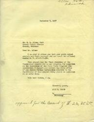 ["The document informs Mr. H. L. Allen that his grade school project has received final approval and an official number. It has also been approved for funding of $22,352. Further information on the feasibility of the project can be obtained from the State Works Progress Administrator."]