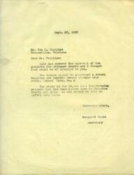 ["The document mentions two approved projects in Okfuskee County - one for constructing a school building and improving school grounds, and another for a housekeeping project. The projects total $10,442 and $6,030 respectively. The document was sent by Margaret Eakin, the Secretary, to Mr. Tom R. Phillips in Holdenville, Oklahoma."]