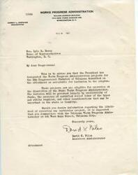 ["The document from the Works Progress Administration confirms that projects for the 4th Congressional District of Oklahoma have been approved for inclusion in the program. The State Works Progress Administrator will decide if and when these projects can be operated based on factors such as availability of funds and certified relief labor. The recipient is advised to contact the Oklahoma Works Progress Administrator for more information on specific projects."]