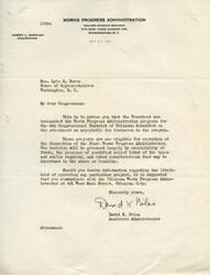 ["The Works Progress Administration has designated projects for the 4th Congressional District of Oklahoma as acceptable for inclusion in the program. The State Works Progress Administrator will decide if the projects will be operated based on factors such as availability of funds and certified relief labor. If more information is needed, it is advised to contact the Oklahoma Works Progress Administrator in Oklahoma City."]