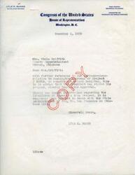 ["Lyle H. Boren, a member of the Committee on Interstate and Foreign Commerce in the United States Congress, informs Mrs. Viola Griffith about the approval of Project #40353 to construct a school building. He advises her to contact the State Administrator of Works Progress Administration (WPA) in Oklahoma City for information on operating the project."]