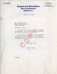 ["Lyle H. Boren, a member of the Committee on Interstate and Foreign Commerce in the United States Congress, wrote to Mrs. Viola Griffith, County Superintendent in Okemah, Oklahoma, regarding a school construction project in School District #27. Boren informed Griffith that he had requested Washington identification for the project and would keep her updated on its progress."]