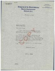 ["Lyle H. Boren, a congressman from Oklahoma, received a letter from Chief Alex Noon of the Creek Indian Nation requesting support in establishing a government hospital for the Creek Nation. Boren expressed his intention to discuss the matter with officials and do his best to work towards achieving this goal. Chief Noon offered his support and cooperation to Boren."]
