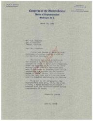 ["The document is from Lyle H. Boren, a United States Representative, responding to a request to construct a hospital for the Creek Nation. Boren mentions that the Senate has not taken any action on the appropriation of funds for the hospital, but assures that if the funds are approved, he will discuss the freedmen's interest in accessing the hospital with the Department. The document also mentions concerns about the allocation of funds for the hospital and asks for support from the recipient, S.T. Chandler, as a representative."]