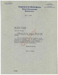 ["The document from Lyle H. Boren to Oscar V. Watson acknowledges receipt of a letter regarding a hospital for the Creek Nation, expressing cooperation but noting it may not be possible to secure passage at the current session. Watson provides information about a petition signed by hundreds of Creek citizens in support of the hospital, and requests assistance from Boren in promoting the project."]