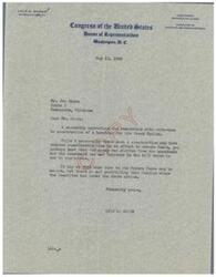 ["The document is a letter from Lyle H. Boren, a congressman from Oklahoma, in response to a resolution from the Oklahoma Indian Association requesting the construction of a hospital for the Creek Nation. Boren explains that funds for the hospital were not included in the current bill and there is no possibility of securing funds during the current session. The resolution highlights the need for a hospital in the Creek Nation due to lack of access and accommodations at existing hospitals in neighboring nations."]