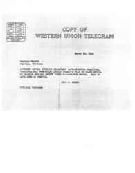 ["The document is about a telegram sent on March 19, 1942, to the Sapulpa Herald in Sapulpa, Oklahoma. It mentions that the Interior Department Appropriation Committee has overruled the Indian Bureau's plan to close a school in Sapulpa and has approved funds to continue the school. The sender, Lyle H. Boren, expresses gladness at being of service in this matter. The document also advises patrons to check the class of service desired when sending a telegram through Western Union."]