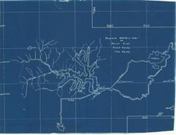 ["The blueprint for the Proposed Wild Horse Lake on Polecat Creek, Creek County, provides a detailed map of the area.  Dimensions: 19 1/4 x 14 3/4"]