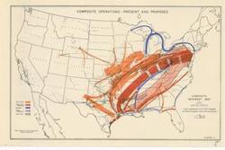 ["The Composite Movement Map of Eastern United States, depicting Composite Operations - Present and Proposed, is a color map labeled as Figure 3. Dimensions: 16 x 10 1/2."]