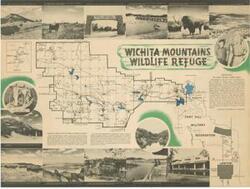 ["This tourist map, titled Maps: Lawton, Fort Sill, and the Wichita Mountains, from the Lawton Chamber of Commerce, features coloration along with black and white photographs and captions. Dimensions: 24 1/2 x 18 1/2."]