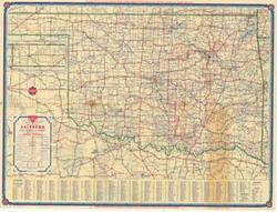 ["The Official Road Map of Oklahoma, produced by the H. M. Gousha Company, is a color map illustrating locations where Conoco products are sold. Dimensions: 24 x 18."]