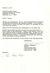 ["Hampton W. Anderson has submitted an application for the position of Muskogee Area Director in Oklahoma, as Mr. Virgil Harrington is retiring. He has also informed Senators Henry Bellmon and Dewey Bartlett of his application and clarified his intentions to avoid confusion as his name has been mentioned for multiple positions. Anderson expresses gratitude for their interest and cooperation in the matter."]