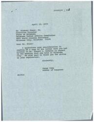 ["Happy Camp, a Member of Congress, thanked Hickory Starr, Jr., the Executive Director of the Oklahoma Indian Affairs Commission, for sending a copy of a letter written to Howard D. McMahan regarding a meeting in Oklahoma City. Starr expressed disappointment in the content of presentations given during the meeting about New Federalism, highlighting the lack of focus on improving the delivery of federal programs. He recommended that specific details be distributed outlining improvements in program delivery to ensure effectiveness."]