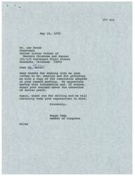 ["The United Indian Tribes of Western Oklahoma and Kansas adopted a resolution during their meeting to secure the administration and funding of the entire Johnson O'Malley Program for the western tribes of Oklahoma. They hope that by securing these funds, they will be able to provide a better educational program for their Indian people. They sent a letter to Mr. Hawkins, Director of Education Programs at the Bureau of Indian Affairs, informing him of their resolution and seeking support for their cause. Congressman Happy Camp also acknowledged their concerns and thanked them for sharing the information with him."]