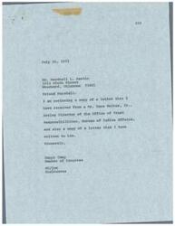 ["Mr. Marshall L. Austin is writing to Congressman John N. \"Happy\" Camp about the difficulties he is facing in obtaining signatures from Indian landowners for oil and gas leases. He believes that the Bureau of Indian Affairs should be allowed to sign the leases on behalf of the Indian owners to streamline the process. The Bureau of Indian Affairs, represented by Mr. Hans Walker, Jr., explains that the current procedure has been in place for decades and that it is the responsibility of successful bidders to obtain the necessary signatures. The Bureau also mentions that Mr. Austin's proposal goes against the government's policy of granting self-determination to Indians."]