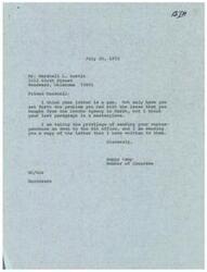 ["The document consists of correspondence between Marshall L. Austin and Congressman Happy Camp regarding an oil and gas lease issue with the Bureau of Indian Affairs (BIA). Austin shares his frustration with obtaining signatures from Indian lessors for the lease, and criticizes the BIA's handling of the situation. Congressman Camp forwards Austin's letter to the BIA and expresses appreciation for Austin's communication."]