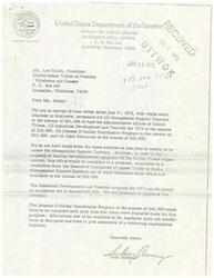 ["The document from the United Indian Tribes of Western Oklahoma and Kansas to the Bureau of Indian Affairs requests funding for various programs for fiscal year 1974. The Bureau does not have funds for the Management Support Contract as in previous years, but suggests using Adult Education funds. They agree to fund the Industrial Development and Tourism program and are willing to negotiate the contract. However, there is no funding available for the Johnson O'Malley Coordinator Program at this time. The Executive Committee of the United Indian Tribes urges the Bureau to secure funds for the Education Coordinator and Management Support Programs as soon as possible to avoid disrupting services."]