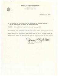 ["The Indian Claims Commission has issued its annual report for the fiscal year ended June 30, 1973. The report is being provided to the Committees on Interior and Insular Affairs of the Senate and the House of Representatives. The Commission aims to maintain the rate of progress shown in the report in the future."]