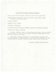 ["The document provides information about the Johnson O'Malley fund, which is specifically for Indian students and can be used for school supplies, class pictures, athletic insurance, transportation to cultural events, senior trip expenses, and school clothing. The document also mentions changes in the state plan, including expanded power for Indian Education Committees and funding for school meals. The National Indian Youth Council believes that governments should cover more of the costs of Indian education."]