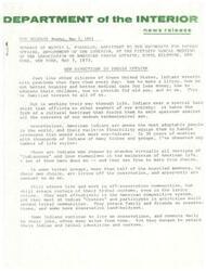 ["Marvin L. Franklin, Assistant to the Secretary for Indian Affairs, discusses the challenges faced by American Indians and the need for new directions in Indian Affairs. He highlights the various lifestyles adopted by Indians, including those who live off reservations, those who retain tribal customs in off-reservation communities, and those who commute to work from reservations. Franklin emphasizes the need for self-determination and economic development among Indian communities. The Department of the Interior is implementing a new program to transfer administration for Indian affairs to tribal governments, with minimal control retained in Washington. The program aims to empower tribes and increase tribal control over budget, education, contracts, and economic opportunities. The President's message of July 1970 rejects forced termination of treaty and trust obligations, signaling a new era in which Indian destinies will be controlled by Indian decisions."]
