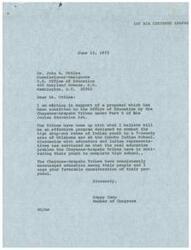 ["Happy Camp, a Member of Congress, is writing to Dr. John R. Ottina in support of a proposal submitted by the Cheyenne-Arapaho Tribes under the Indian Education Act. The proposal aims to combat high drop-out rates among Indian youth in Oklahoma by improving motivation to complete high school. The Tribes have consistently encouraged education and the proposal includes funding for various activities and improvements at the Concho Indian School. The plan aims to increase teacher-student ratios and must be approved before the end of the fiscal year."]