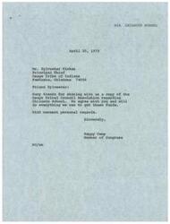 ["The document is from Congressman Happy Camp to Chief Sylvester Tinker thanking him for sharing a resolution regarding funding for the Chilocco Indian School. The resolution endorses a rebuilding program for the school and requests support from the Oklahoma Congressional Delegation to provide funds for the program. Chief Tinker expresses appreciation for any assistance in the matter."]