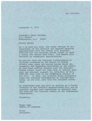 ["The document is requesting Honorable Henry Bellmon to support the inclusion of $200,000 for the Chilocco Indian School in the Department of the Interior and Related Agencies Appropriation bill for Fiscal 1974. The document emphasizes the necessity of upgrading facilities at the school and the support from the Oklahoma House Delegation. The sender urges Bellmon to assist in ensuring the funding remains in the final legislation."]
