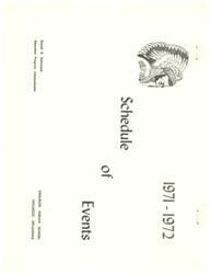 ["The schedule of events at Chilocco Indian School in Oklahoma for August 1971 includes dormitory and food service employees reporting for duty, academic workshops, special group meetings, a watermelon feed, and the start of the school year. The schedule for September 1971 includes student-faculty events, formal classes beginning, supervisor meetings, and various activities and meetings for teachers. The schedule for October 1971 includes football games, meetings for teachers, and various activities and events."]