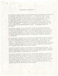 ["The philosophy of education at Chilocco School focuses on facilitating the acquisition of knowledge, skills, and attitudes that will be useful later in life. The curriculum should be flexible, interconnected, and promote creativity. The school aims to educate students on good citizenship, democracy, economic trends, and social welfare. It also emphasizes the development of functional knowledge, critical thinking, and appreciation for diversity. The objectives include teaching democratic governance, preserving Indian heritage, analyzing economic resources, promoting good health, and fostering social and academic growth. Additionally, the school aims to provide individualized support for students, encourage independent study skills, and improve relationships with others."]
