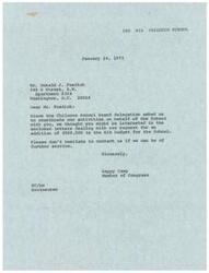 ["The document is informing Mr. Fosdick that they have enclosed letters related to a request for an additional $500,000 to the BIA budget for the Chilocco School. They mention that the Chilocco School Board delegation asked for coordination of activities with Mr. Fosdick, and offer further assistance if needed. The document is signed by Happy Camp, a Member of Congress."]