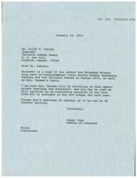 ["The document is a request to Congresswoman Julia Butler Hansen to include $500,000 in the Interior Department Appropriation bill for Fiscal 1974 for the Chilocco Indian School in Oklahoma. The funding is needed for the design phase of a major study of the educational program at Chilocco. The document emphasizes the importance of the school for the education of Indian boys and girls and urges favorable consideration of the funding request."]