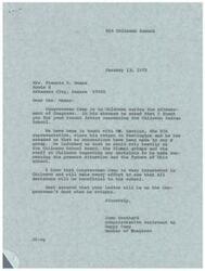 ["Mrs. Francis H. Means wrote a letter to Congressman Camp expressing her concerns about the Chilocco Indian School. The Congressman's administrative assistant, Joan Southard, assured Mrs. Means that no concessions had been made to any group regarding the school. Southard also mentioned that Congressman Camp is interested in the school and will ensure that decisions made will be beneficial. Mrs. Means also expressed her concerns to President Nixon about the BIA's handling of the Indian boarding school situation."]
