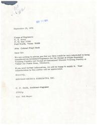 ["The document  is a letter from Bowman-Nicek & Associates, Inc. expressing interest in being considered as Architect/Engineers for the Design of Flight Simulator Training Facility and Design of Operational Mission Training Facility at Tinker Air Force Base, Oklahoma. The document also includes information about other projects and requirements for Architect-Engineer firms to be considered for selection."]